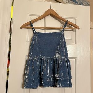 American eagle blue velvet top size small